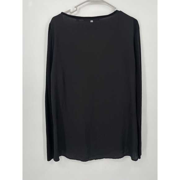 Guess Black Long Sleeve Chiffon Top Size‎ L - Picture 5 of 6